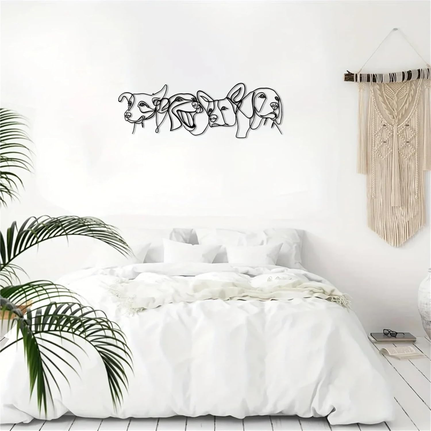 Metal Dog Wall Art Fun Line Drawing Design Featuring 4 Adorable Dogs Dog Lovers Pet Owners