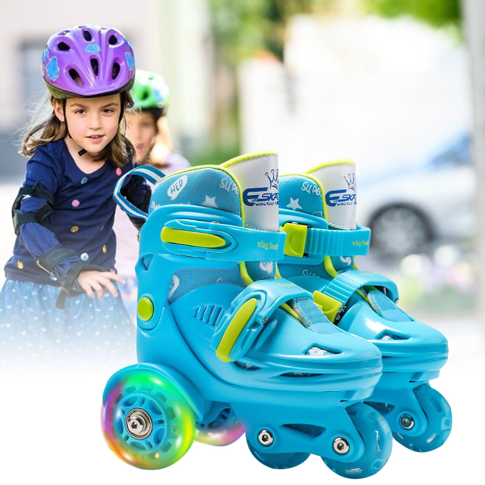 Pattini a rotelle – Pattini a rotelle regolabili con fodera in velluto | Leggero, liscio, comodo supporto per principianti, bambini, adulti, scarpe da pattinaggio, equitazione in interni ed esterni