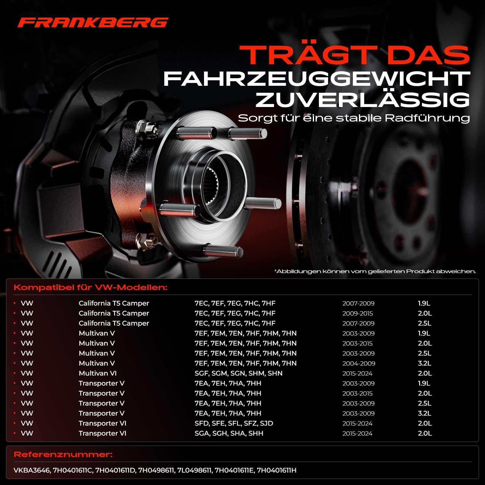 Frankberg 2x Radlager Radlagersatz Vorderachse Hinterachse mit integriertem magnetischen Sensorring Kompatibel mit Touare.g 7L6 7L7 7LA MPV 2.5L 2003-2010 Replace# 7H0498611