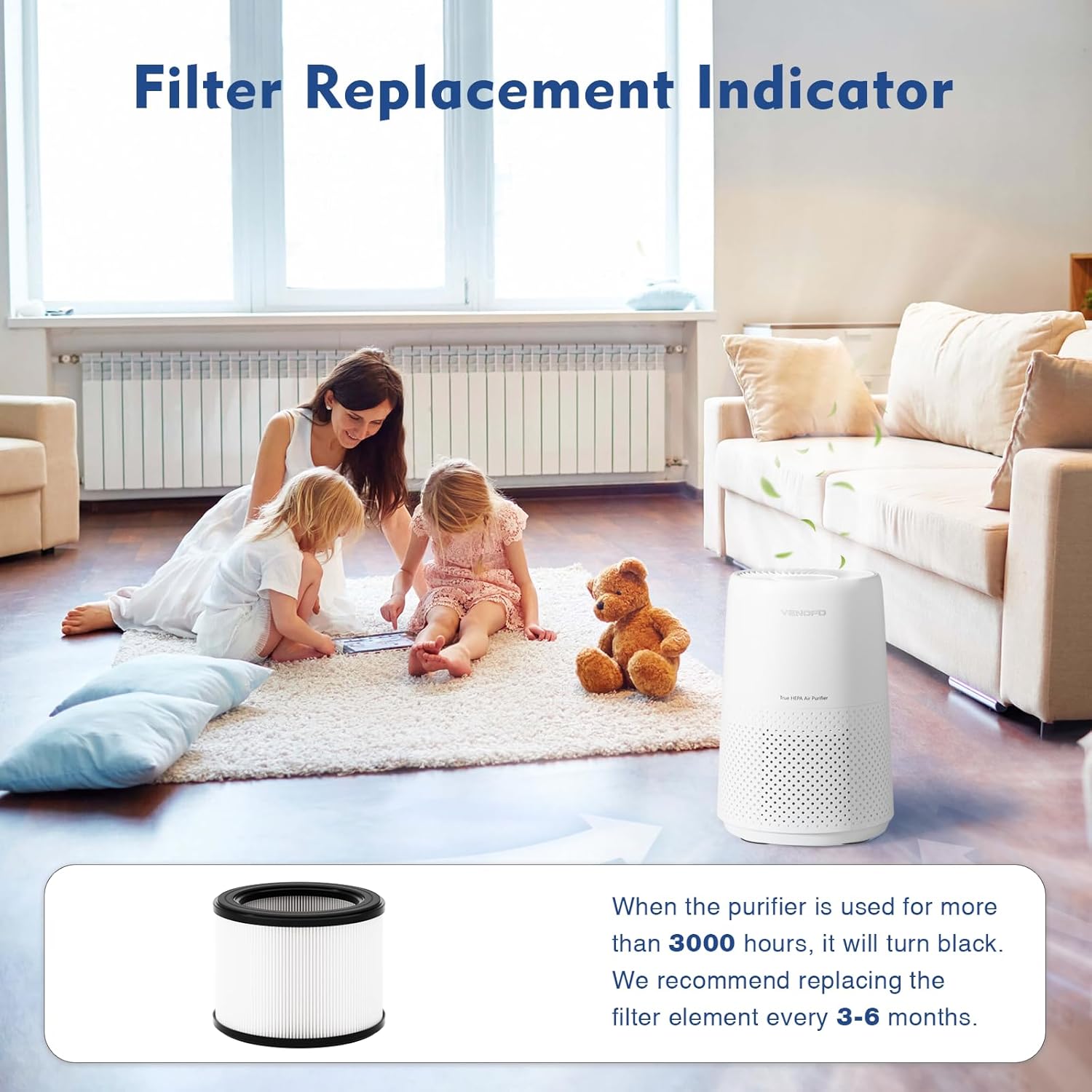 Air Filter Replacement Standard Version for VF10/VF10 Pro, H13 True HEPA Air Cleaner Filter, 2 Pack - Image 5