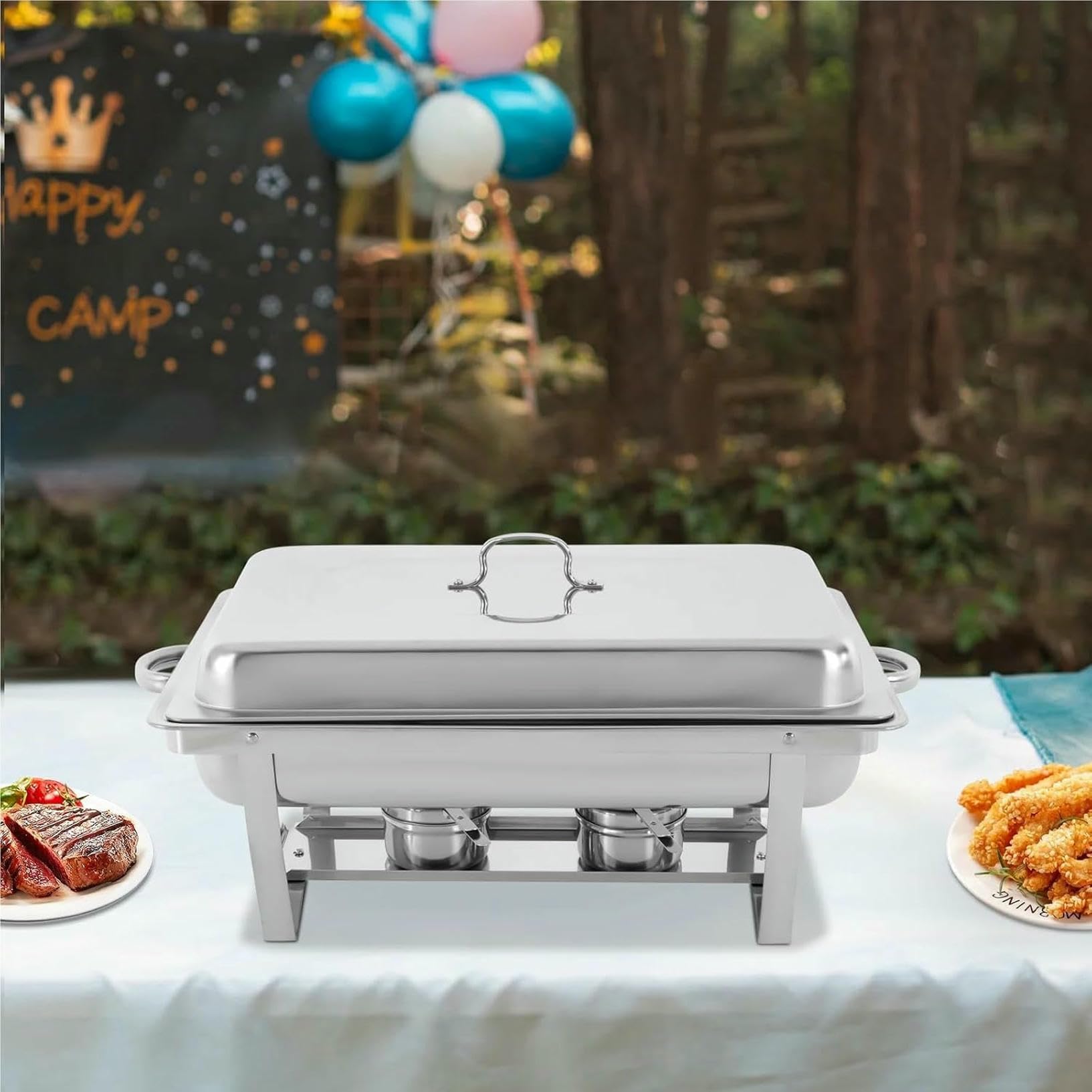 Juego de platos rectangulares de 3 compartimentos, bandeja para servir buffet con calefacción y refrigeración para fiestas, reuniones y banquetes, calentador de alimentos duradero y elegante