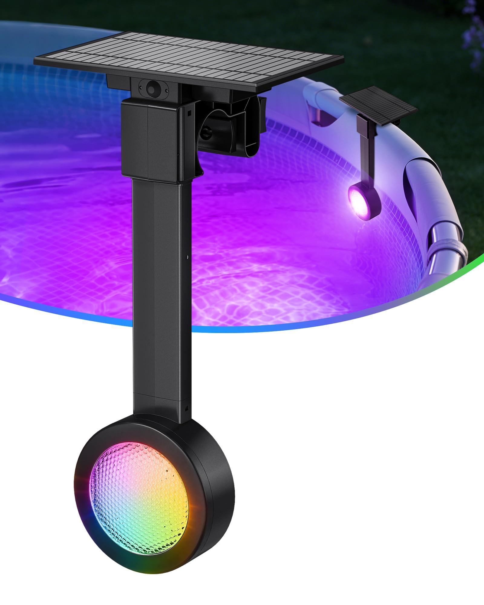 Solar-RGB-Poolleuchten für Metallrahmen-Pool mit Fernbedienung, schwarz, ULPOLRRGA2BL1