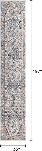 Miniatura 2 de Unique Loom Lola Collection - Alfombra tradicional (2 pies 11 pulgadas x 16 pies 5 pulgadas, color azulgris)