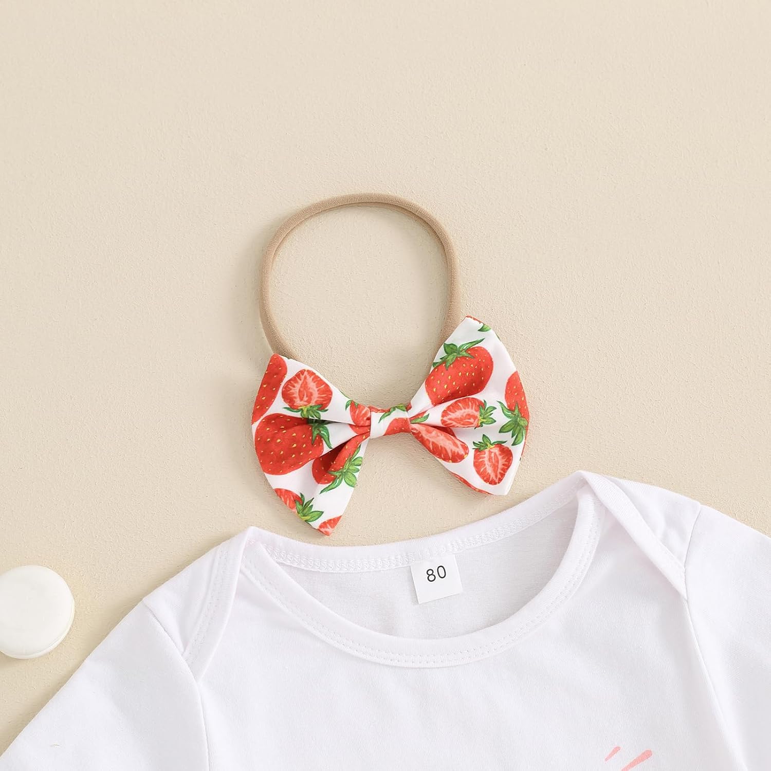 First Birthday Outfit Baby Girl Letter Strawberry Romper Bell Bottoms Pants 1st Birthday Girl Outfit - Image 3