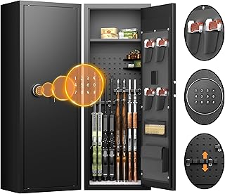Superday 10-12 Rifle Gun Safe, Quick Access Large Gun Safe for Rifles with Keyboard, Electronic Locking Gun Cabinet Rifle Safe with Gun Safes Pockets and Adjustable Rifle Rack for Home, Office - Superday