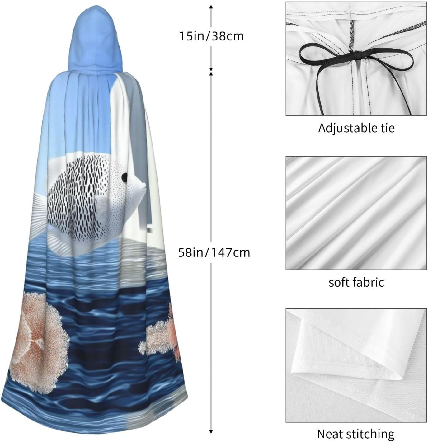 Tropical clownfish Unique Darkness Poncho Shawl - Customizable Wearable Blanket for Women, Perfect Halloween Costume Accessory, Knight, Akatsuki, and More