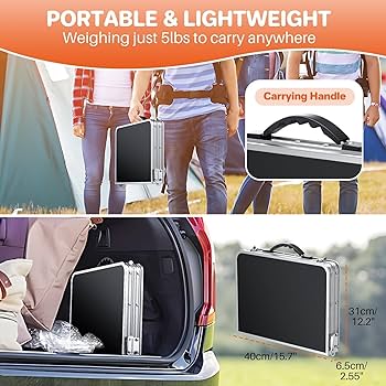 FUNYKICH Draagbare barbecuetafel voor buiten (87x40cm), 3 in hoogte
