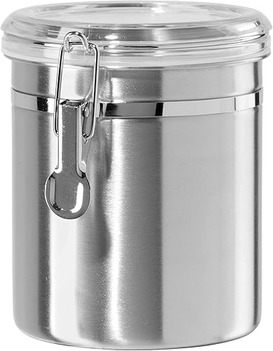 Oggi - Recipiente de cocina de acero inoxidable, tapa hermética, parte superior transparente, ideal para almacenamiento de cocina, alimentos y