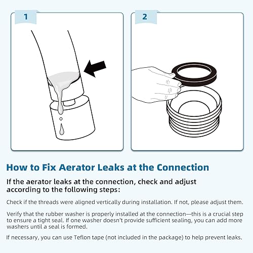Vista 16 de Hibbent Aireador de grifo certificado NSF/ANSI/CAN 61, aireador de grifo de fregadero de cocina, 2 certificados CUPC de flujo de agua extensor