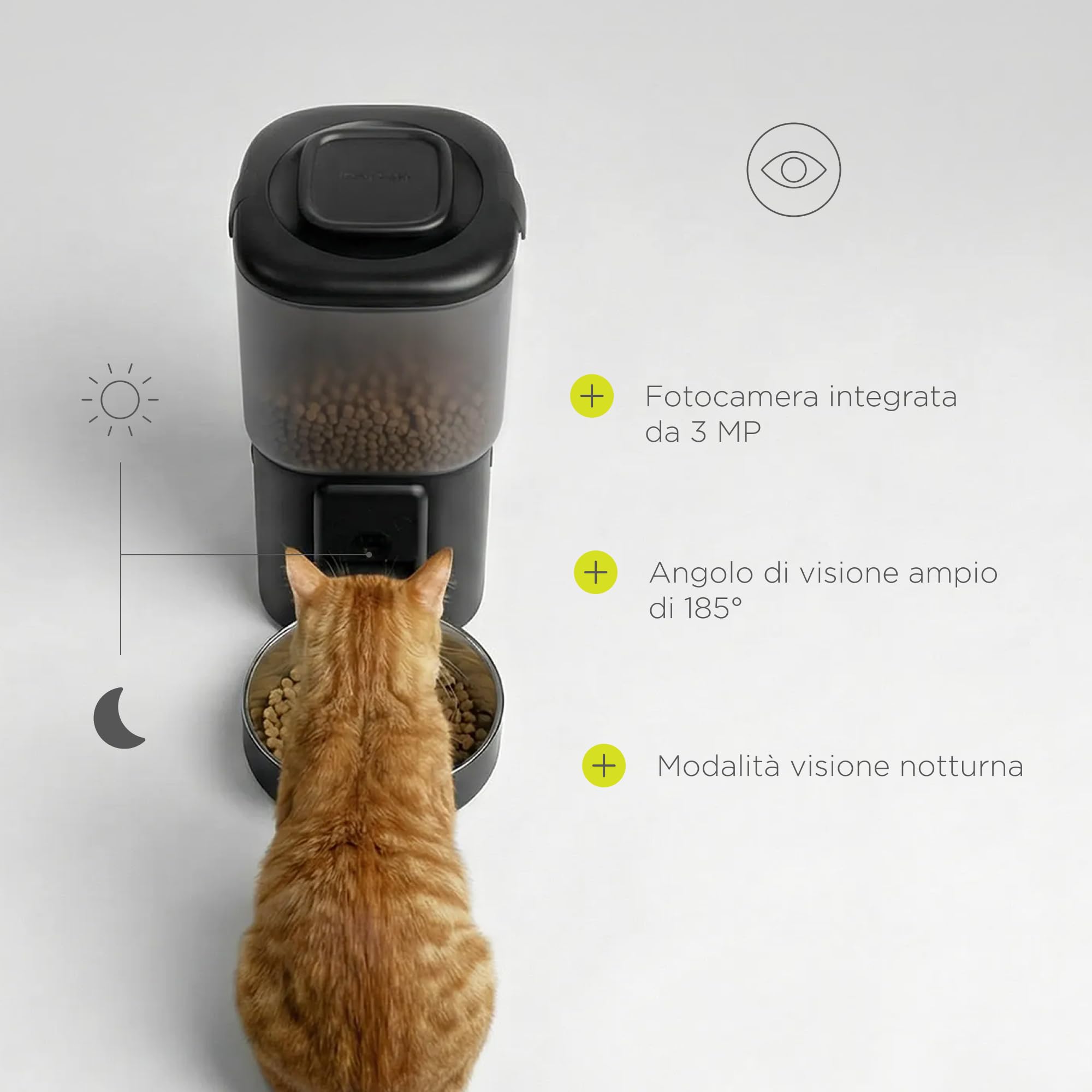 Feast Distributore Automatico di Cibo Wi-Fi con Videocamera | Per Cani e Gatti, Capacità 4,5 L, Porzioni Programmate, Ciotola, Fontana da 2,5 L, Controllo tramite App