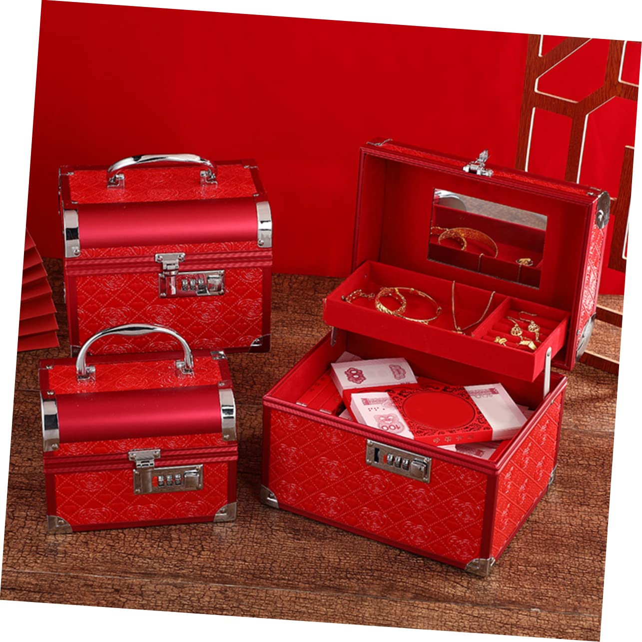 Caja De Joyería Vintage Para Bodas Estuche De Almacenamiento De Joyas Cerradura De Código Caja De Para Collares Pulseras y Pendientes
