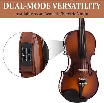 Cecilio 4/4 Acoustic Electric Violin, Solid Spruce Top, Antique Varnish