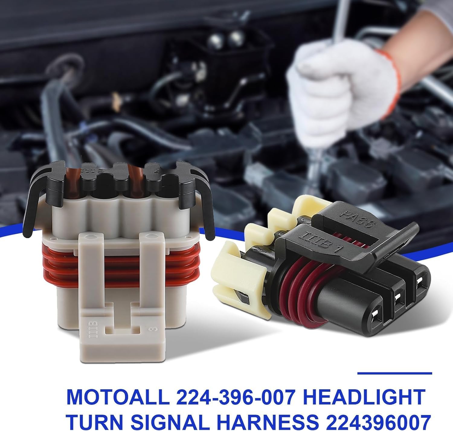 MOTOALL 224-396-007 Headlight Turn Signal Harness for Freightliner Columbia 224396007 with Blue Heat Shrink Butt Connectors