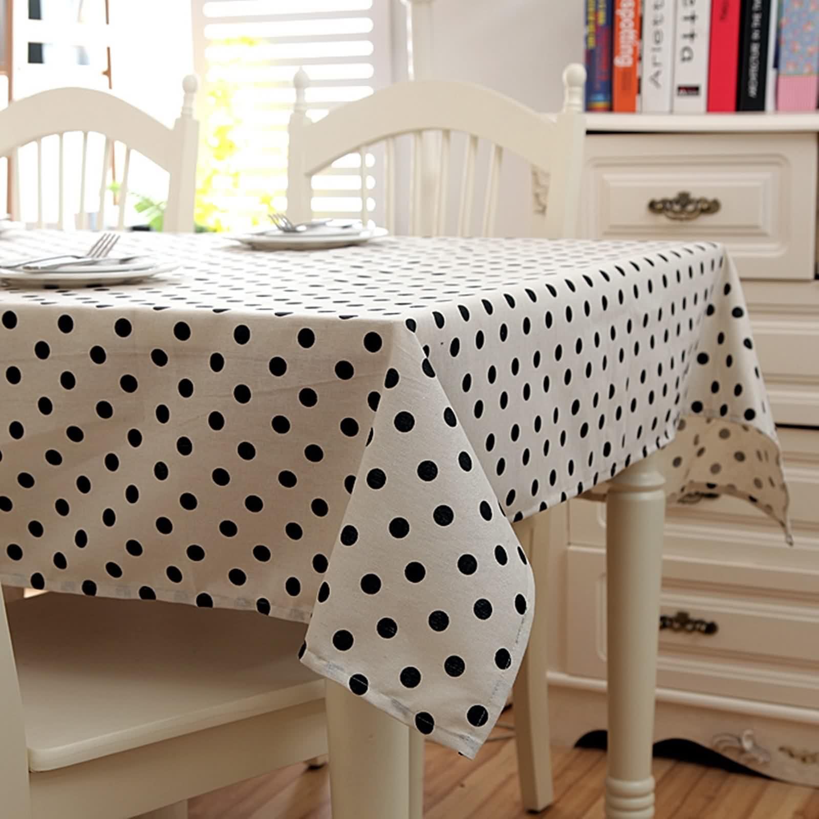 Copritavolo Rettangolare Sala, Copri Tavolo Soggiorno Moderno Beige Nero Cotone Lino Elegante Tovaglia 140X220CM per Compleanno Festa Matrimonio