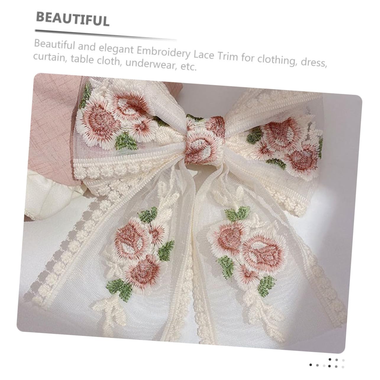 5 Rollos De Encaje Bordado Con Diseño De Flor De Rosa Elegante Decoración Para Cuello De Falda Hecha A Mano Suministros De Costura 100%