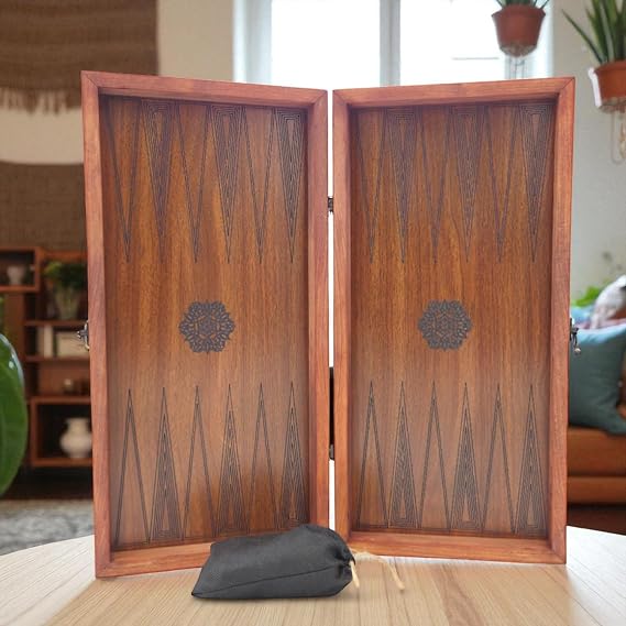 Simia Model Premium Bohemian Walnut Plated Backgammon