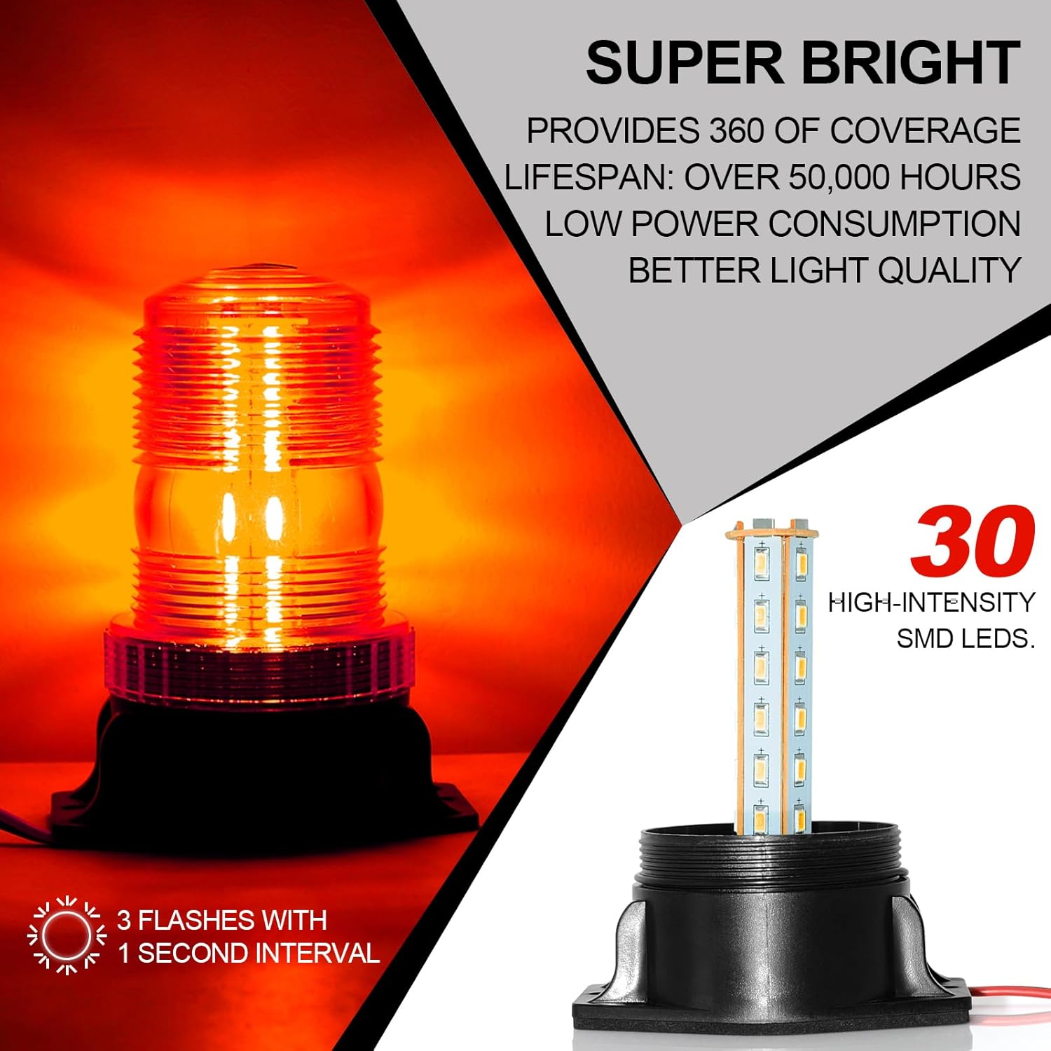 eTzone 30 LED Forklift Lights Red Emergency Beacon Strobes Warning Flashing Lights 30W DC10-110 for Forklifts, Fire Trucks, Ambulances, Police Cars - 4Pack