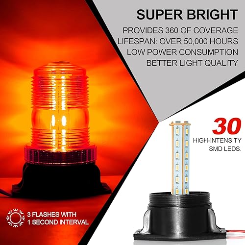 Miniatura 2 de 30 luces LED para carretilla elevadora, luces estroboscópicas de emergencia rojas de advertencia 30 W DC10-110 para carretillas elevadoras, camiones