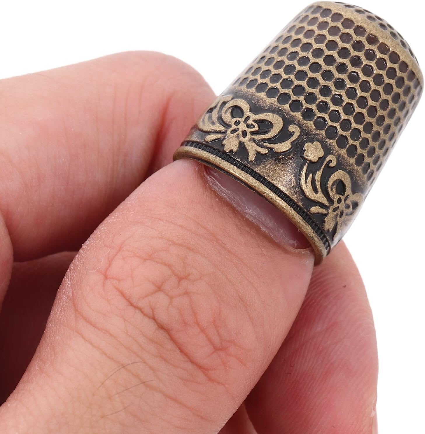 jojofuny 10pcs Metal Sewing Thimble Finger Protectors Quilting Finger Guards Antique Bronze Sewing Tool for Embroidery Craft and Hand Accessories