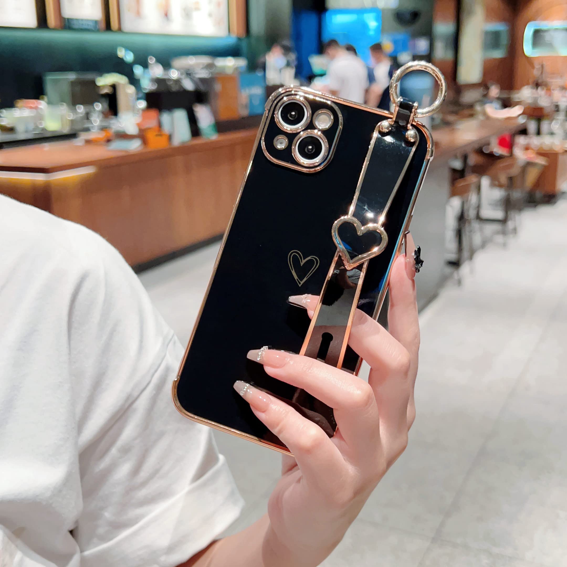 ZTOFERA Custodia Per IPhone 11 Con Cinturino Da Polso E Supporto: Silicone Morbido Con Motivo Cuore, Bianca