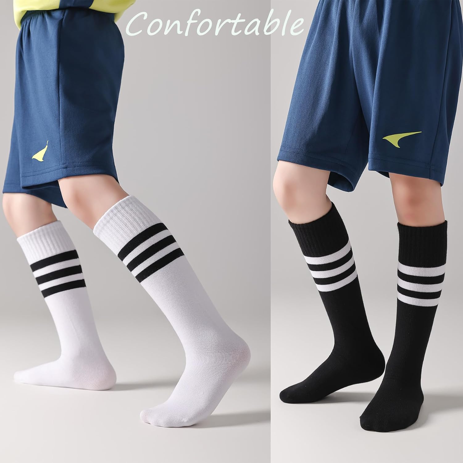 Kids Soccer Socks-Toddler Striped Knee High Socks for Girls Boys,Cotton Athletic Baseball Softball Tube Sock