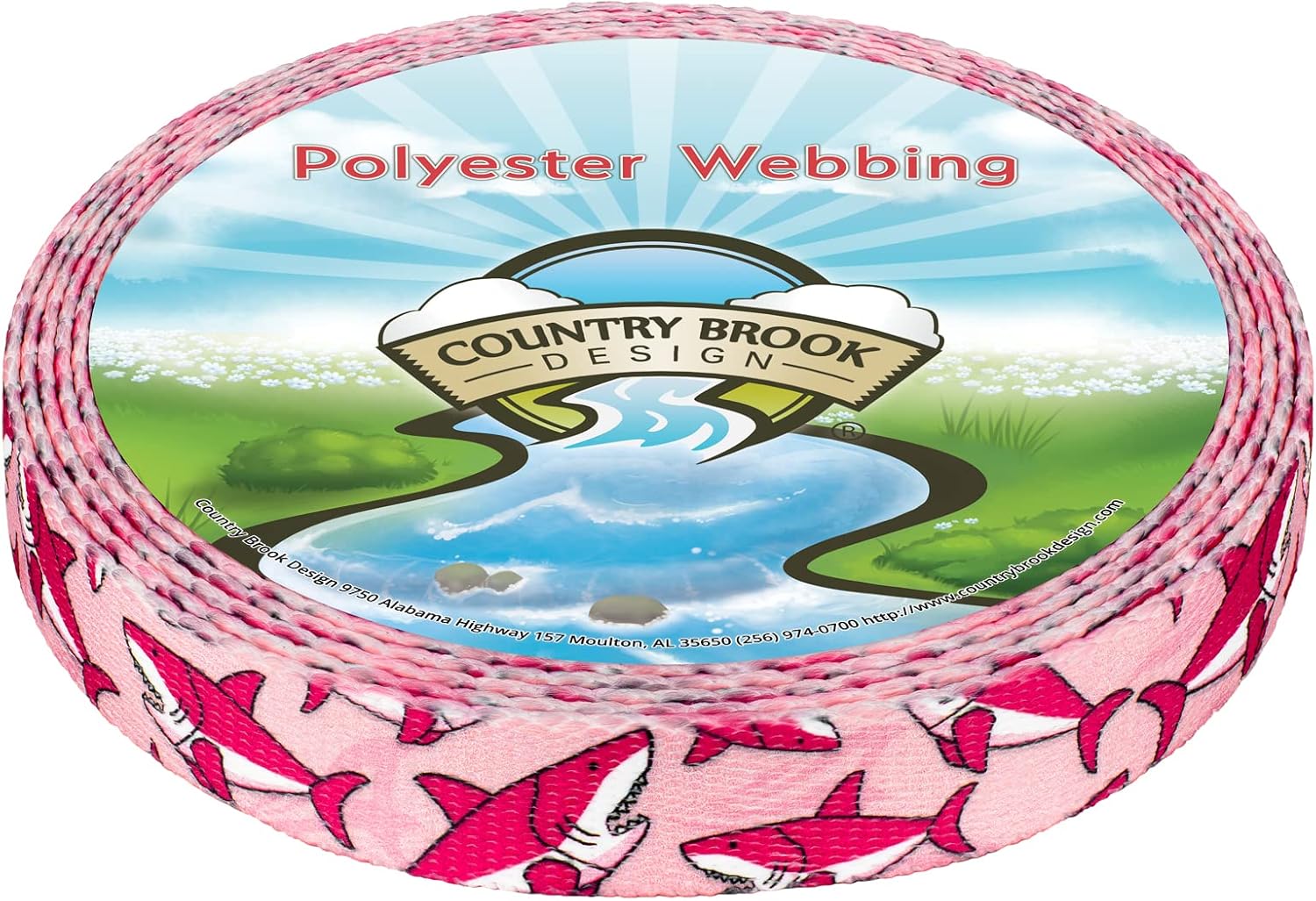 Country Brook Design - Pink Sharks Polyester Webbing
