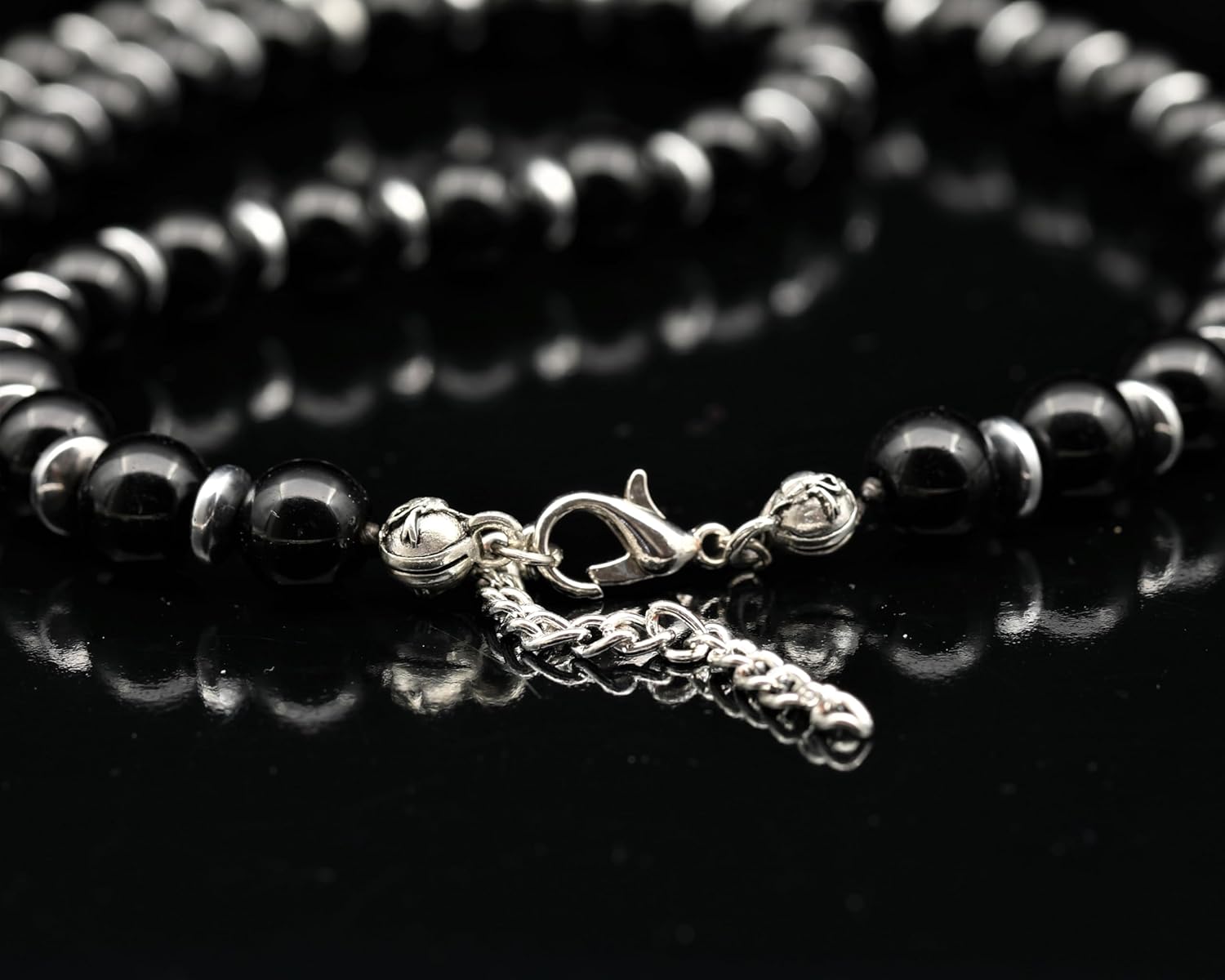 Natural Raw & Tumbled Crystal Pendant Necklace | Handmade Genuine Gemstone Jewelry with Black Onyx Beads & Hematite Spacers | Adjustable Unisex Statement Necklace Gift - Image 6