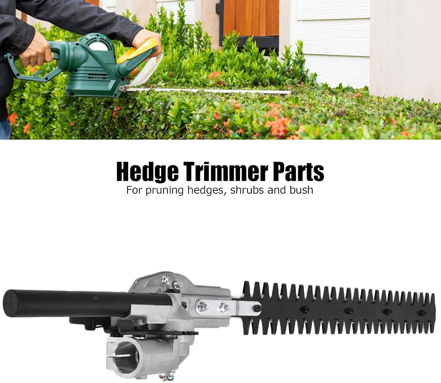 AMONIDA Hedge Trimmer Head, 65 Manganese Steel, Aluminum Alloy, 40.5cm Blade, Manual Power, Hedge Trimmer Accessory