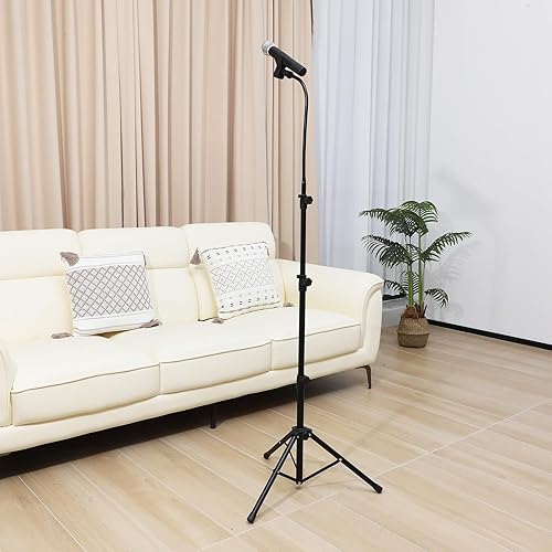Miniatura 7 de Luxshiny Soporte de micrófono de trípode ajustable con bolsa de transporte, soporte de micrófono de suelo estable y portátil para cantar rendimiento