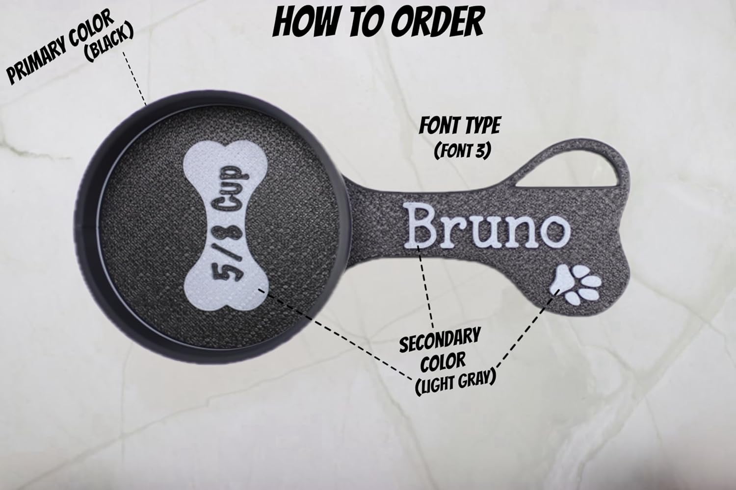 Personalized Dog Food Scoop Custom Scooper Pet Kibble Scoop Food Dispenser Dog Measuring Cup Custom Pet Accessories Gift Idea for Dog Lover (6oz - 3/4cup)