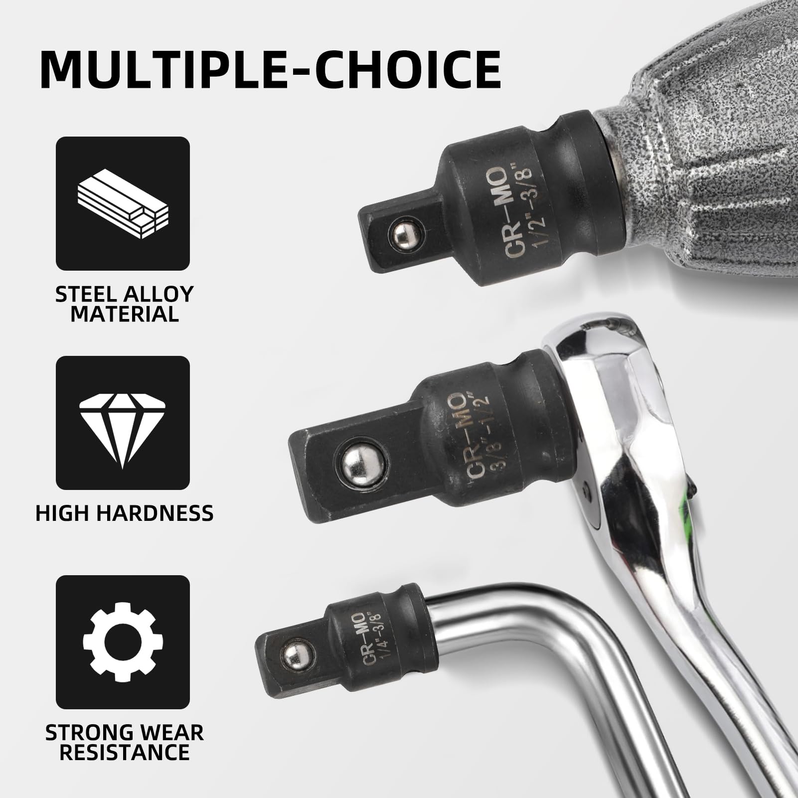 Kit 4 Adattatori Per Bussole D'Impatto - Riduttori 1/2-3/8-1/4 Per Avvitatori - Foto 10