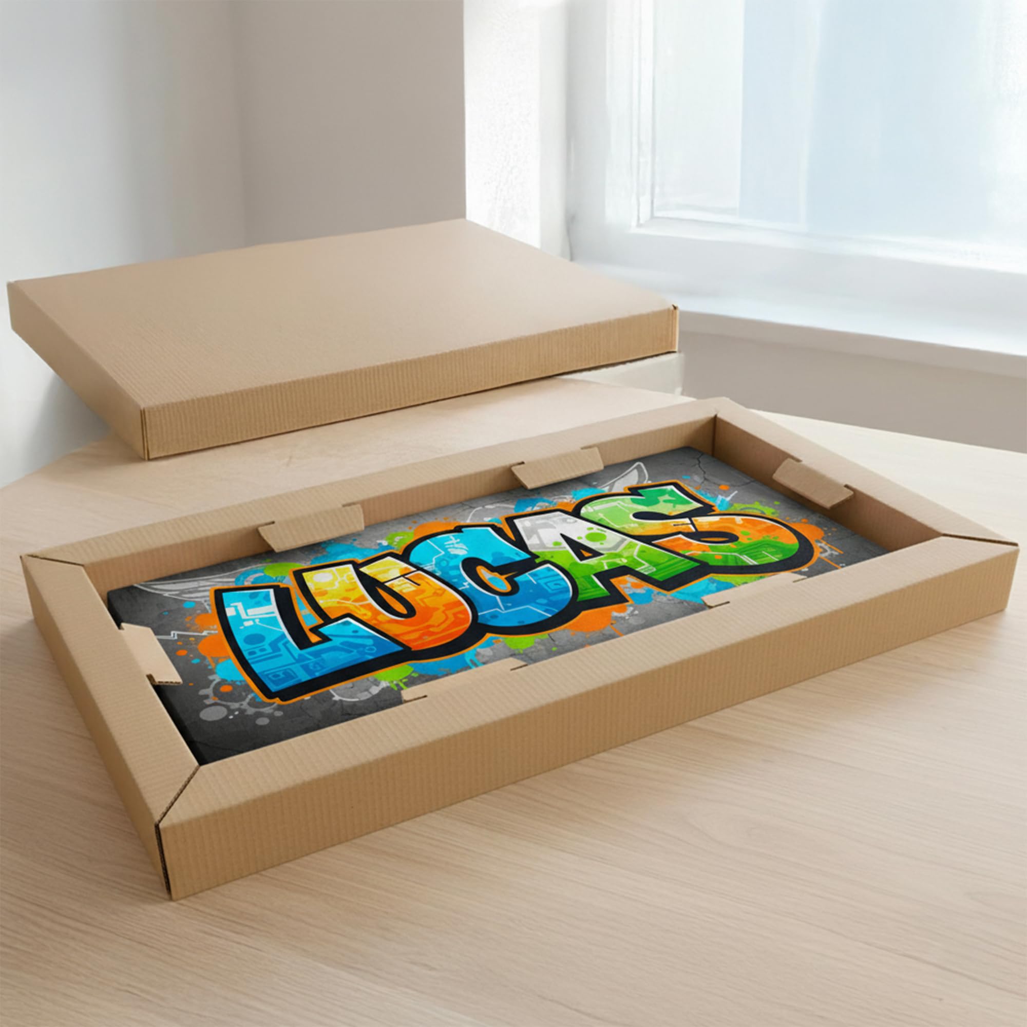 Triangle Déco - Lienzo personalizado para niños, cuadro de pared, diseño de graffiti azul, decoración de habitación infantil o adolescente, regalo personalizado nacimiento cumpleaños bautizo Navidad