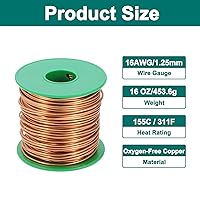 Vista 2 de MECCANIXITY Cable magnético de 16 AWG, cables de cobre esmaltado calibre 16, bobina magnética de 16 onzas para motor transformador eléctrico, grado