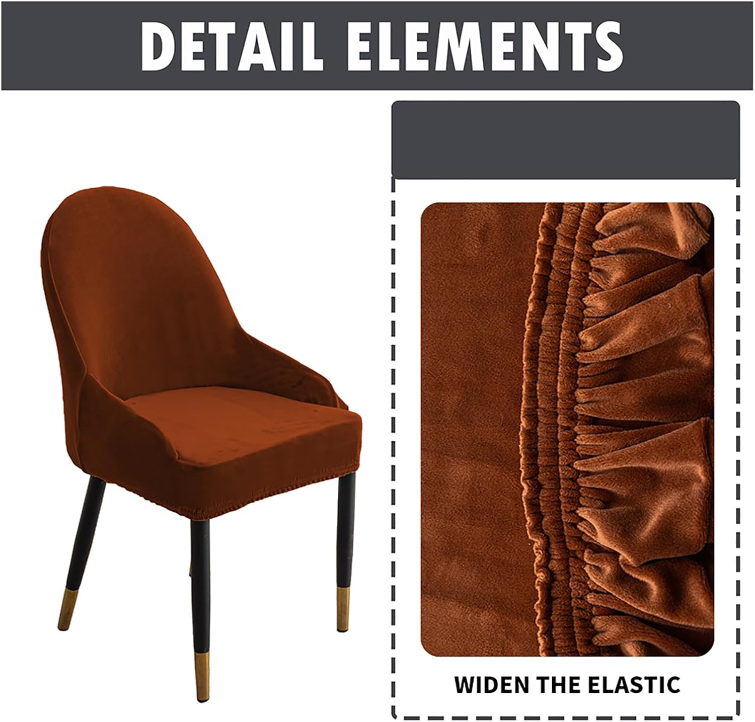 Curved Wingback Chair Covers for Dining Chairs, Velvet Dining Chair Covers Set of 2/4/6, Armchair Chair Cover Mid Century Modern Accent Seat Slipcover