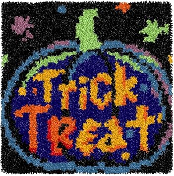 Numptain Latch Hook Kits for Adults,DIY Rug Crafts Halloween Pumpkin Pattern Color Printed Canvas,Latch Hook Kits for Beginners Handmade Needlework Crafts Home Decoration,12"x12" NT41
