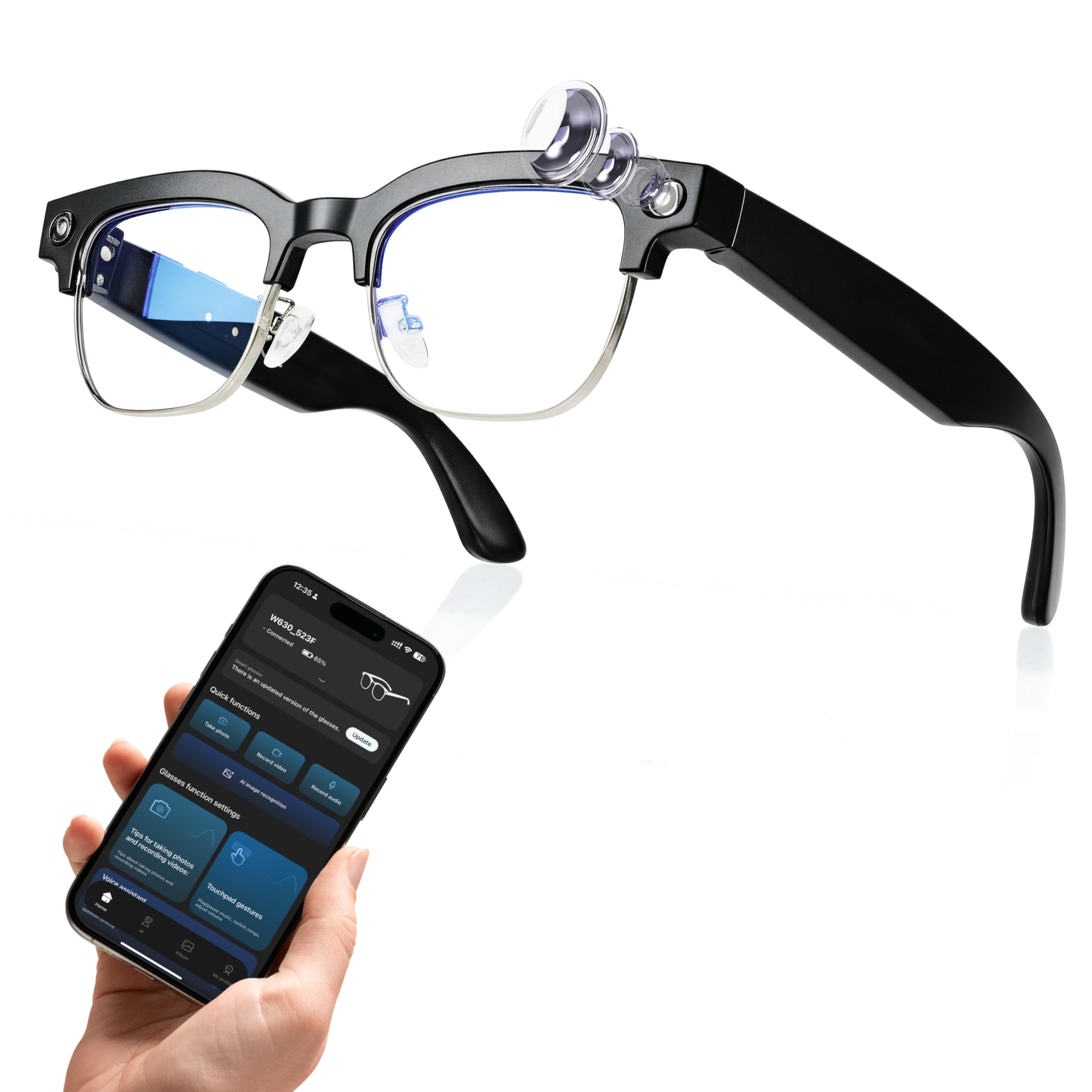 Smart Glasses with Camera 32MP Photos 4K HD Video Recording AI Glasses Real-Time Translation AI Recognition Dual-Mic Noise