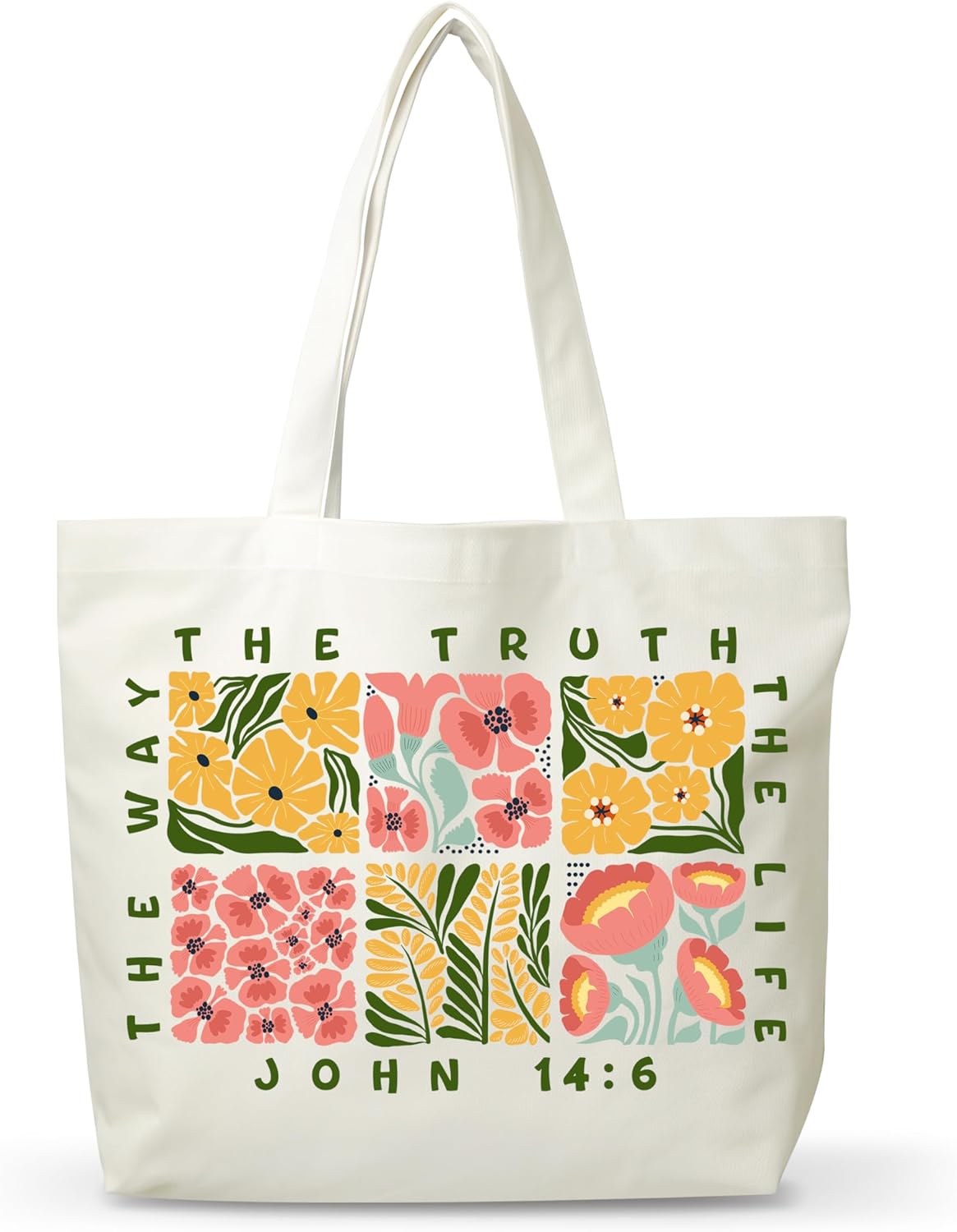 Women Bible Canvas Tote Bag, Religious Christian Inspirational Gifts, Reusable Boho Shopping Tote, Aesthetic Shoulder Bag, Thanksgiving Christmas Gifts For Friends Colleagues -A13