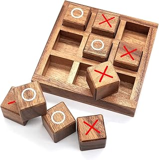 Tic Tac Toe Wooden Board Game,Family Games and Travel Game Strategy Board Games,Night Classic Board Games Home Desk Player Decor