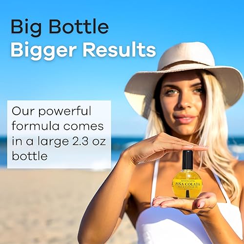 Miniatura 8 de ELLIE CHASE Aceite hidratante para el cuidado de cutículas y uñas, 2.3 onzas líquidas, perfumado de piña colada, infundido con aceite de jojoba,