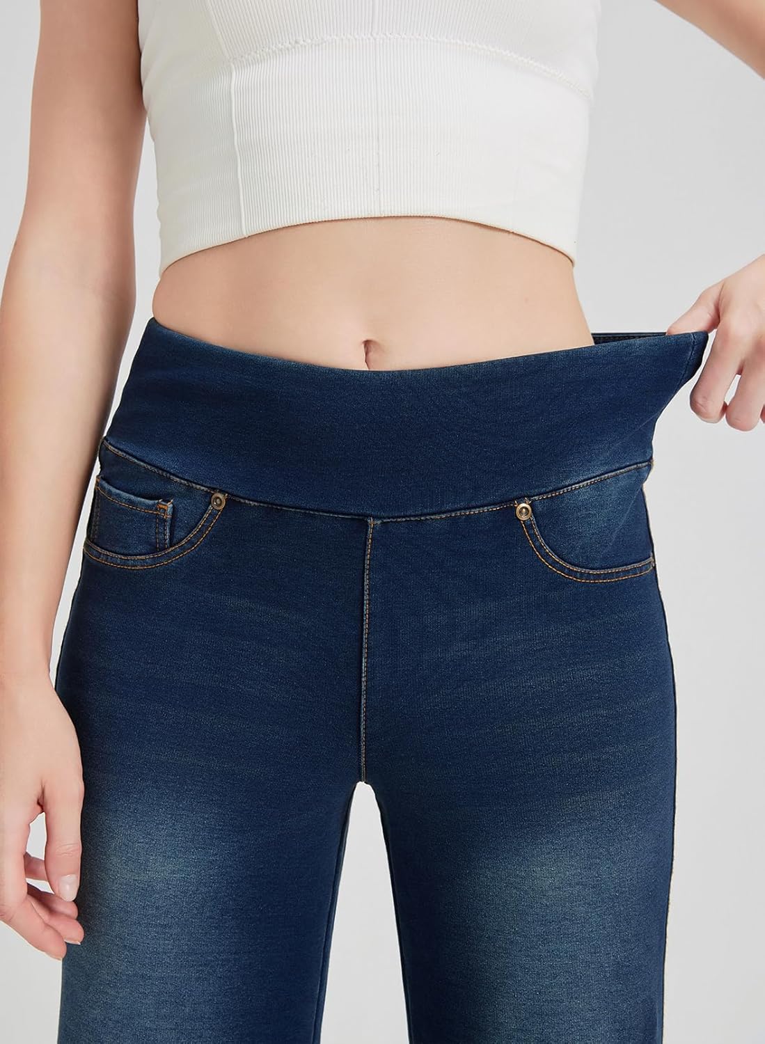 KYAL KNOW YOU ARE LOVED Women's High Waisted Bell Bottom Pull On Jeans Tummy Control Stretchy Baggy Casual Jean Leggings - Image 7