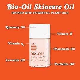 Bio-Oil Skincare Body Oil Serum for Scars and Stretch Marks, Face and Body Moisturizer with Vitamin E & A for Sensitive Dry Skin, Dermatologist Recommended, Travel Size, .85 oz, Pack of 3