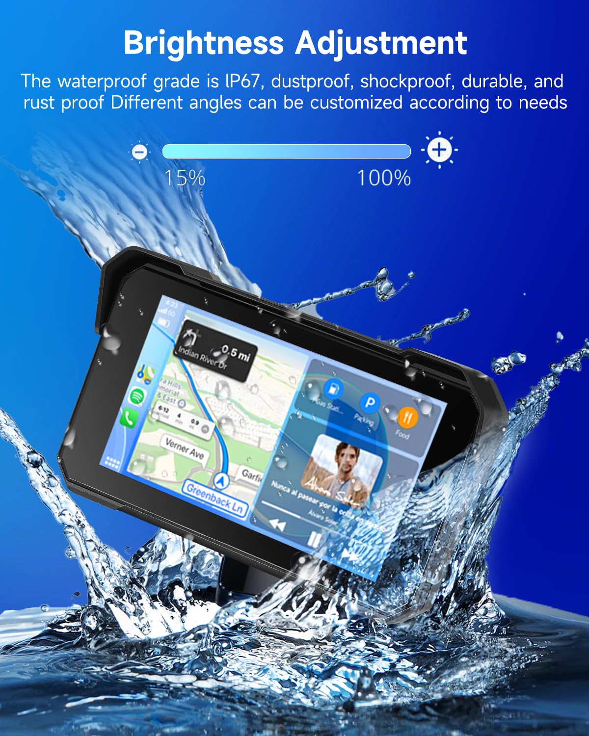 Rimoody 5'' Motorcycle Carplay Android Auto Portable Motorbike Car play with... - Produktbild 3
