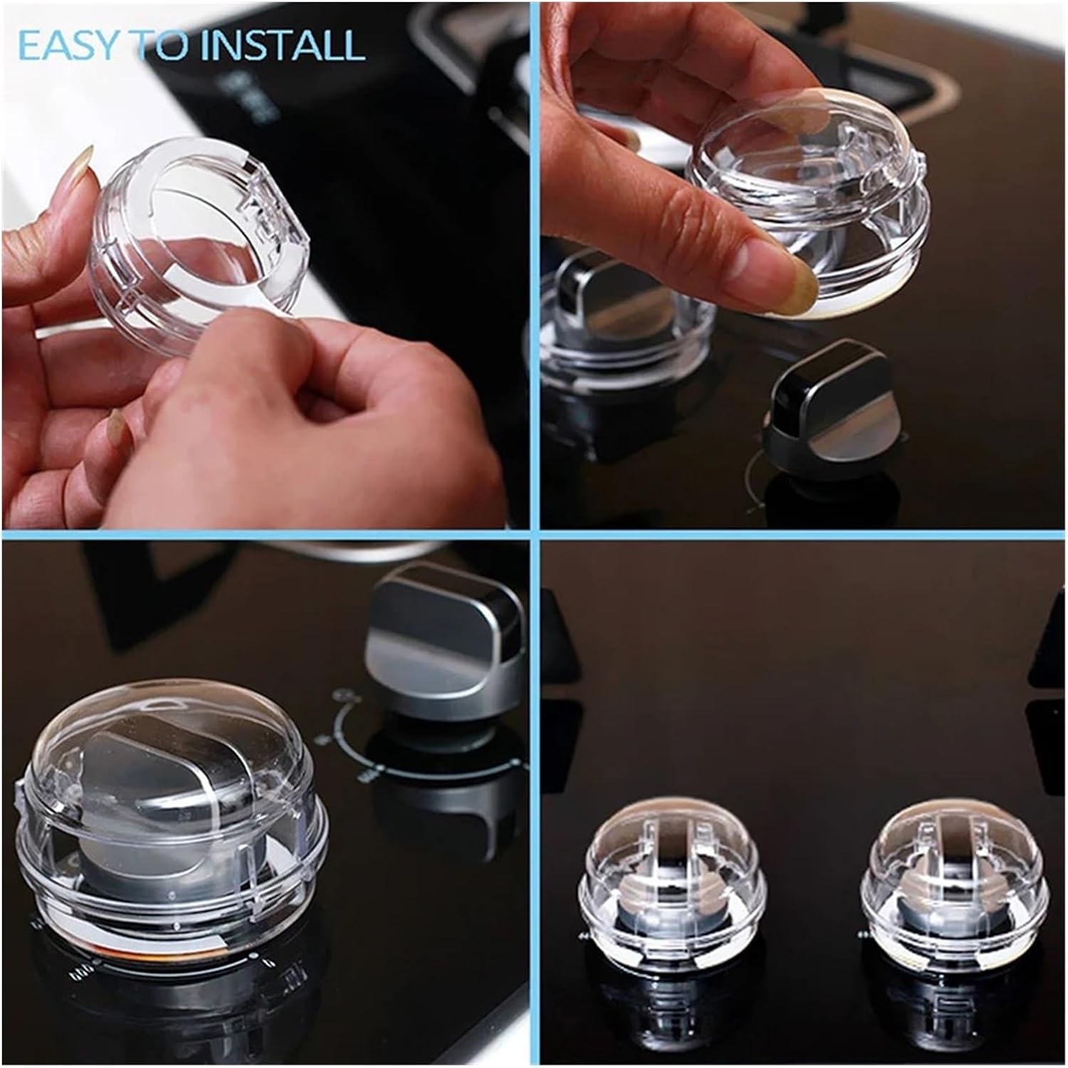 2/4/8 Pack Gas Stove Oven Knob Cover Padlock Cover Lock Protector Kitchen Safety Protection Switch(Transparent-8PCS)