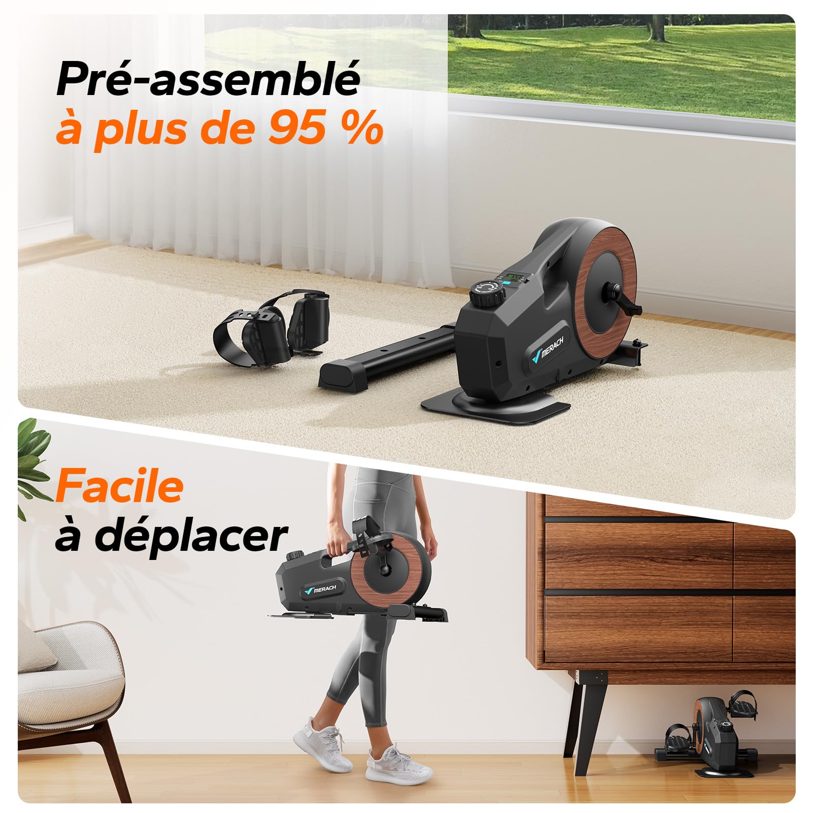 MERACH Pedalier D'Appartement,Mini Vélo D'Appartement,Vélo Bureau Maison Extra Silencieux avec écran LCD et 8 Niveaux de Résistance Magnétique Intelligente pour Bras et Jambes