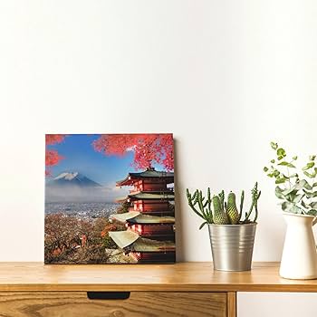 富士山 油彩画 木製フレーム付き 【値下げ中❗️】約40cm x 30cm