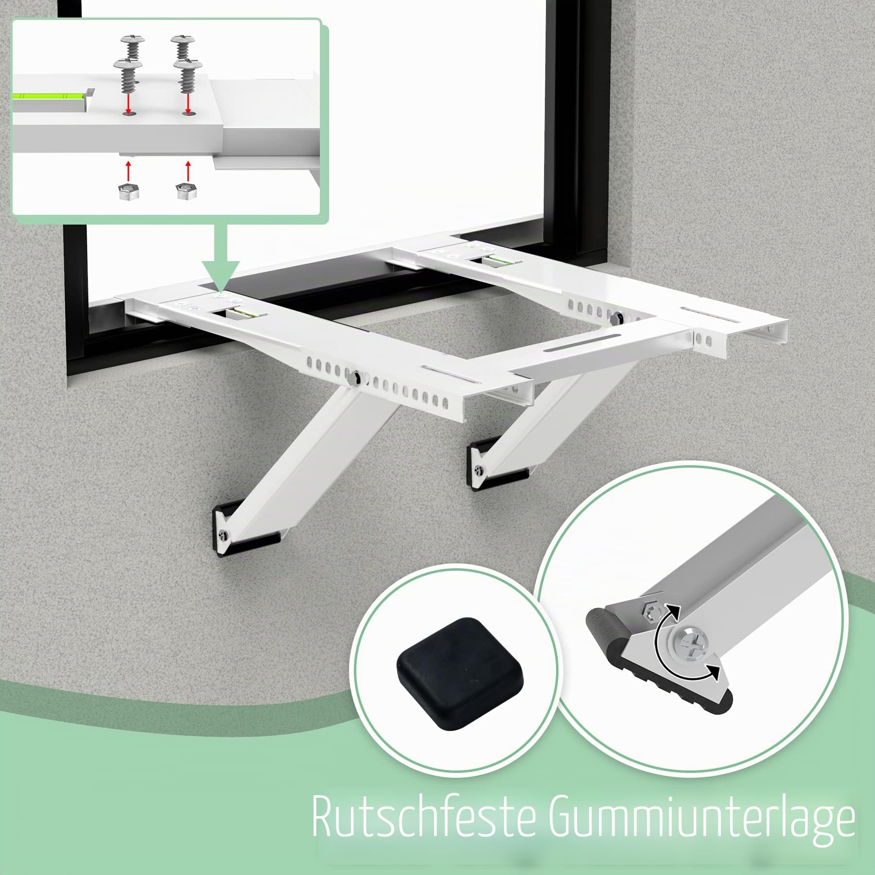 Klimaanlagen-Halterung, ohne Bohren, AC-Fensterhalterung, Montage einzelner oder doppelt aufgehängter Fenster, robuster Stahl, hält bis zu 200 kg