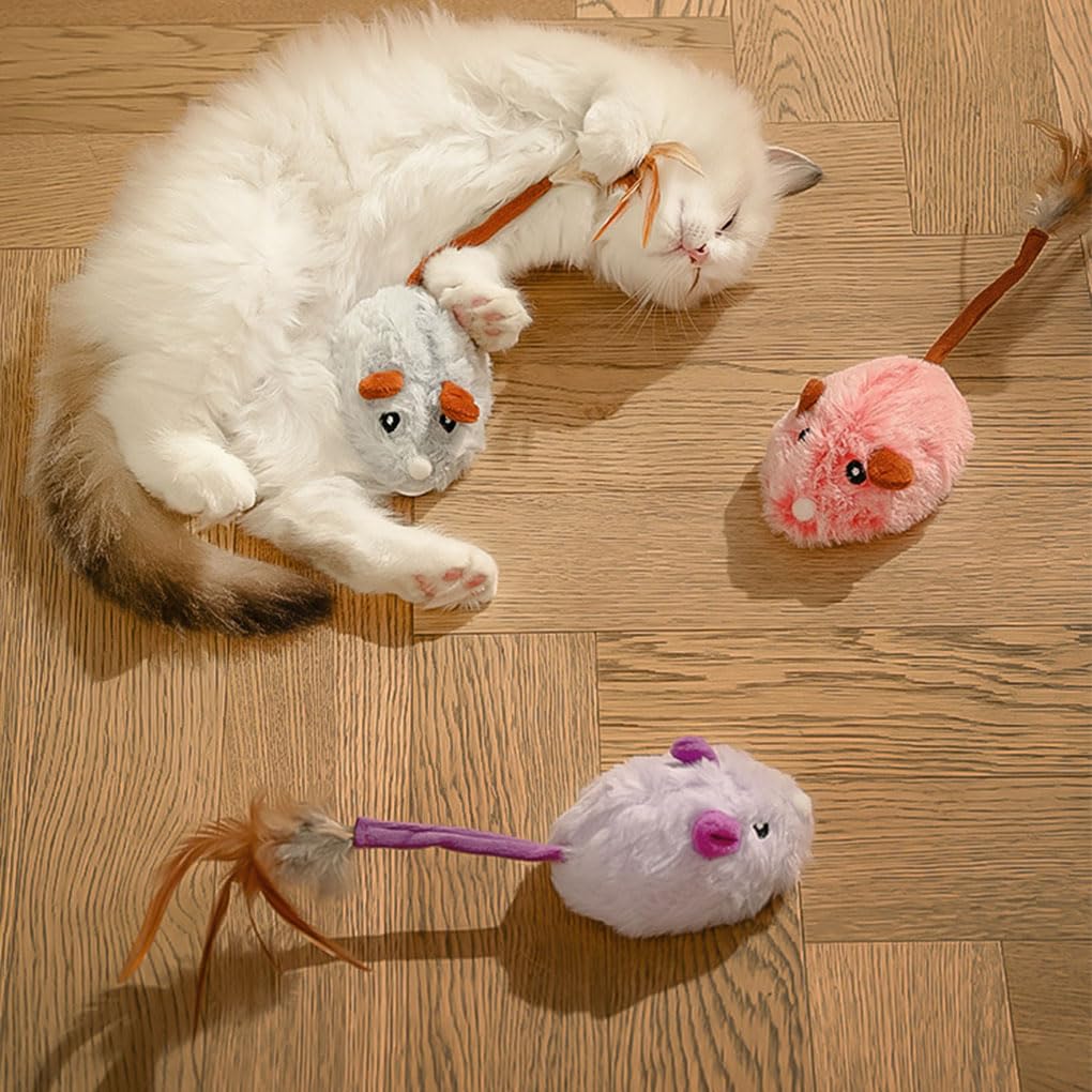 Juego de 10 ratones eléctricos interactivos para gatos, fáciles y duraderos, resistentes y duraderos, juguetes automáticos para gatos, juguetes eléctricos para gatos, color gris