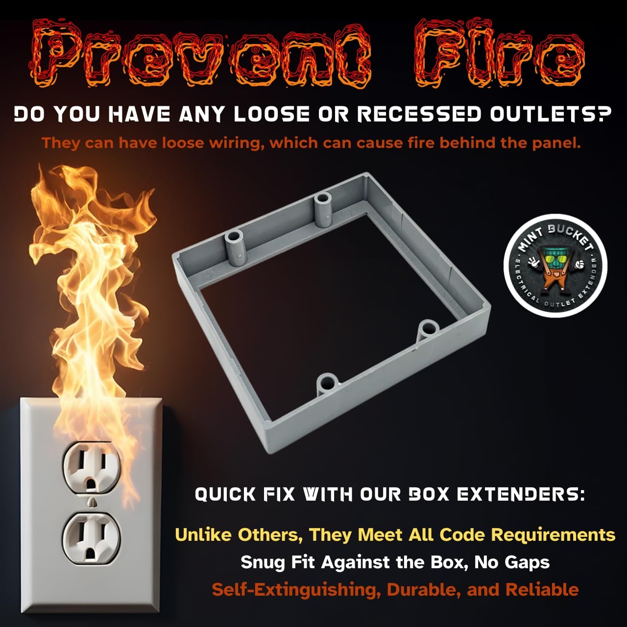 Paquete de 5 extensores de caja de salida de receptáculo de doble banda de 3/4 pulgadas con tornillos de 6-32 x 1.25 pulgadas, extensor de salida eléctrica para interruptores de caja eléctrica e