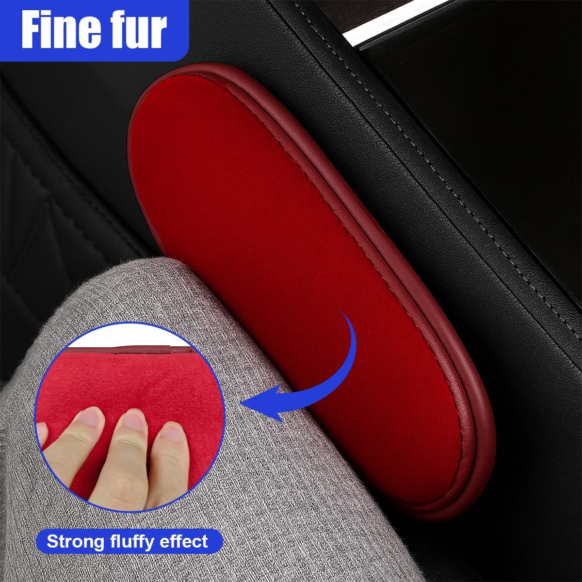 Car Door Armrest Pads, Soft Leather Memory Foam Car Center Console Pillow with Strong Adhesive, Universal Comfortable Auto Arm Rest Cushion Accessories for Elbow and Knee Support(Red) image 5