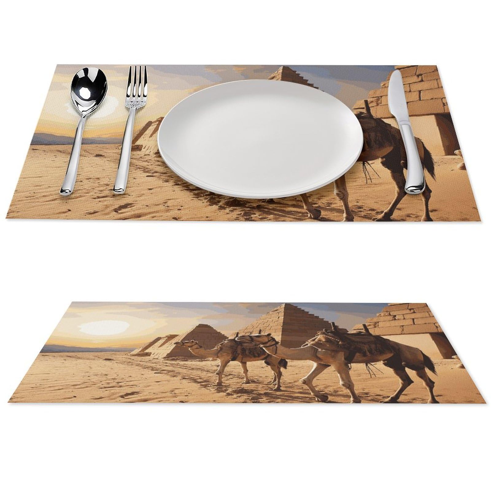 Sets de table égyptiens faciles à nettoyer pour repas de famille
